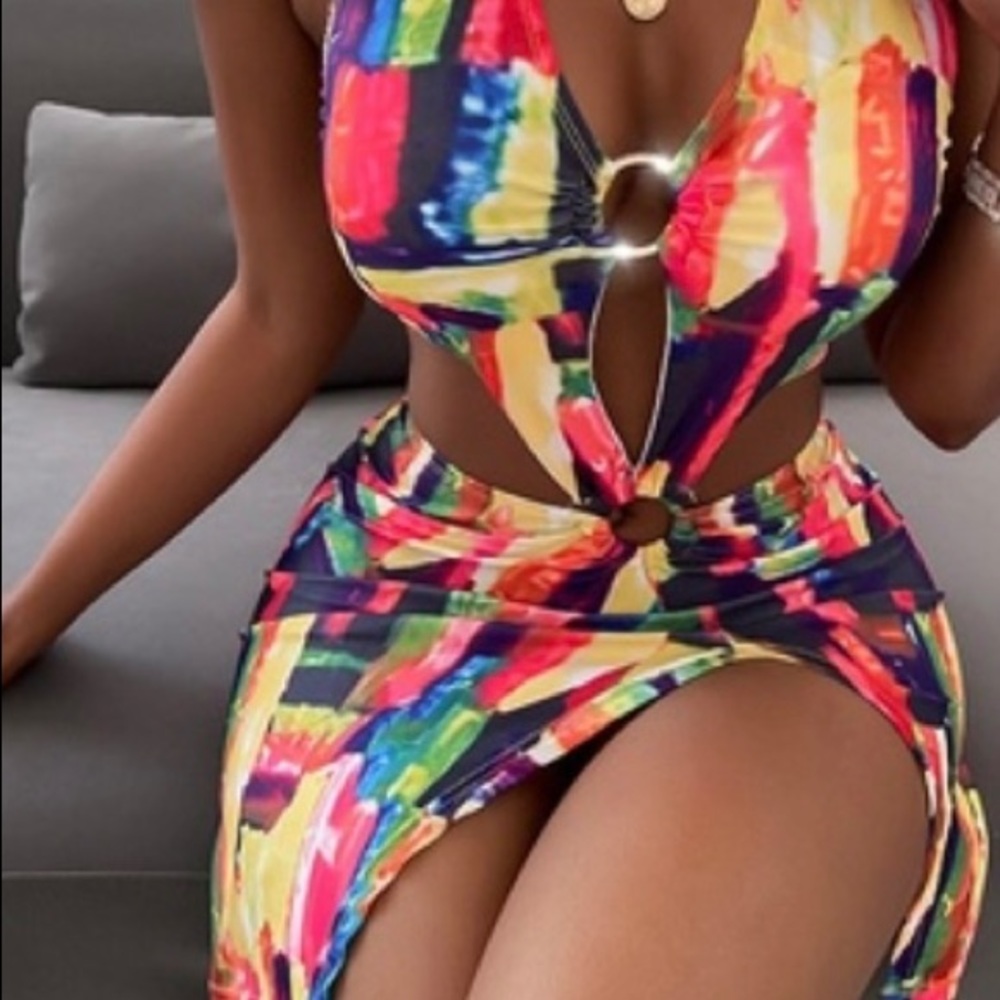 Multi color bathing suit GREAT material .